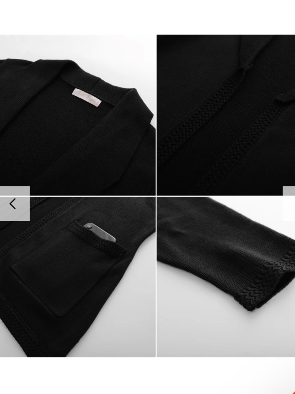 Belle Poque Vintage Cardigan Sweater Blazer, Black, M, NWT - Picture 6 of 13